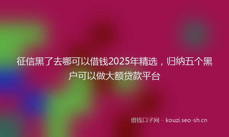 征信黑了去哪可以借钱2025年精选,归纳五个黑户可以做大额贷款平台