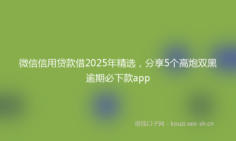 微信信用贷款借2025年精选，分享5个高炮双黑逾期必下款app