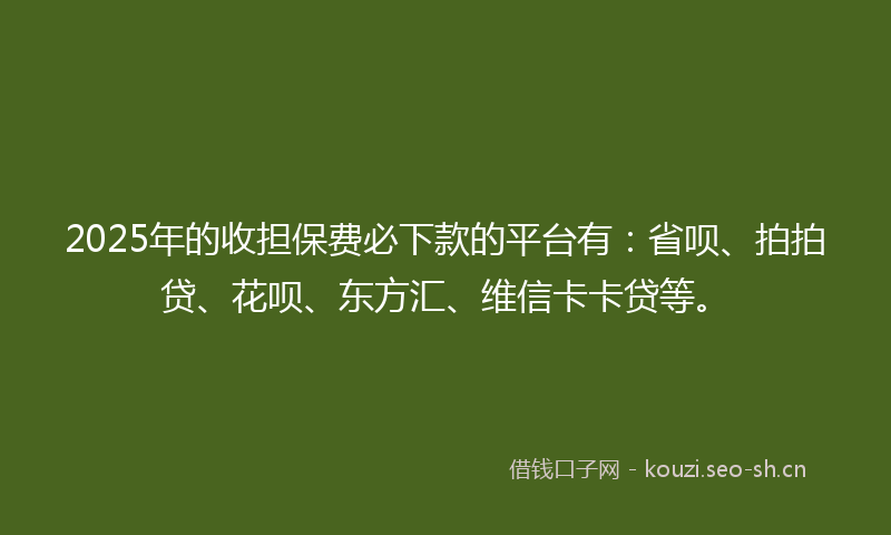 2025年的收担保费必下款的平台有：省呗、拍拍贷、花呗、东方汇、维信卡卡贷等。