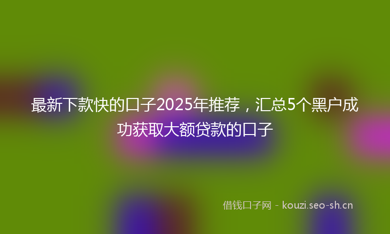 最新下款快的口子2025年推荐，汇总5个黑户成功获取大额贷款的口子