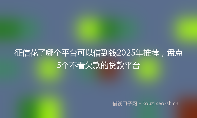 征信花了哪个平台可以借到钱2025年推荐，盘点5个不看欠款的贷款平台