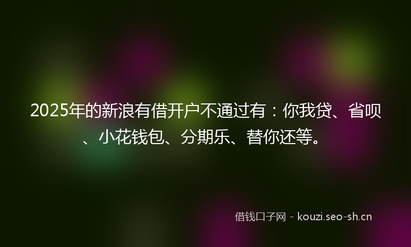2025年的新浪有借开户不通过有：你我贷、省呗、小花钱包、分期乐、替你还等。