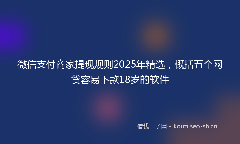 微信支付商家提现规则2025年精选，概括五个网贷容易下款18岁的软件