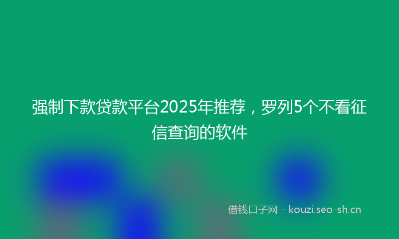 强制下款贷款平台2025年推荐，罗列5个不看征信查询的软件
