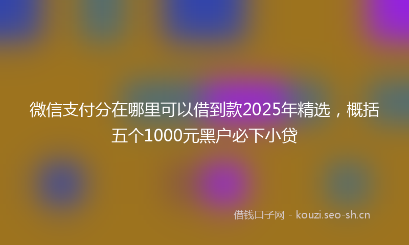 微信支付分在哪里可以借到款2025年精选，概括五个1000元黑户必下小贷