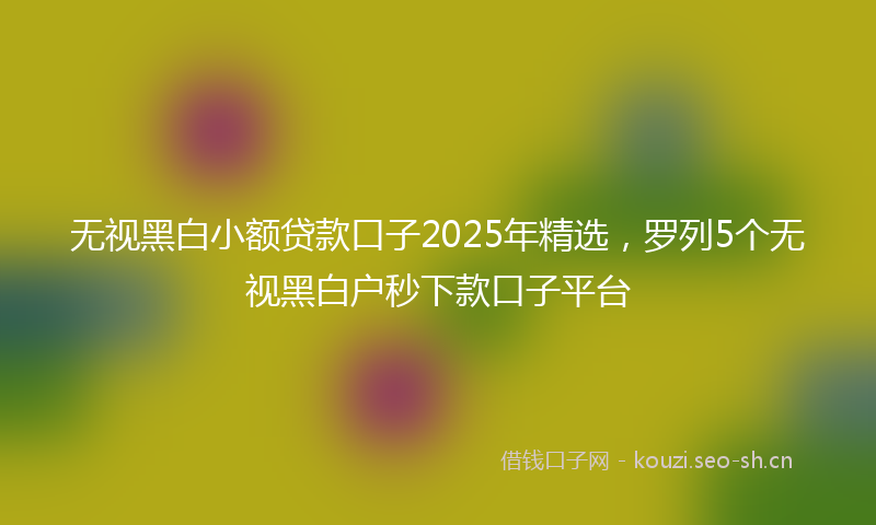 无视黑白小额贷款口子2025年精选，罗列5个无视黑白户秒下款口子平台