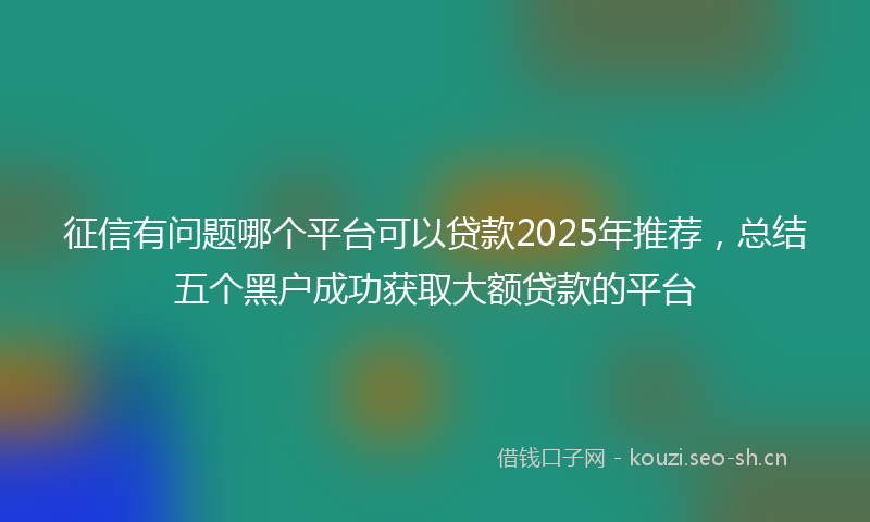 征信有问题哪个平台可以贷款2025年推荐，总结五个黑户成功获取大额贷款的平台