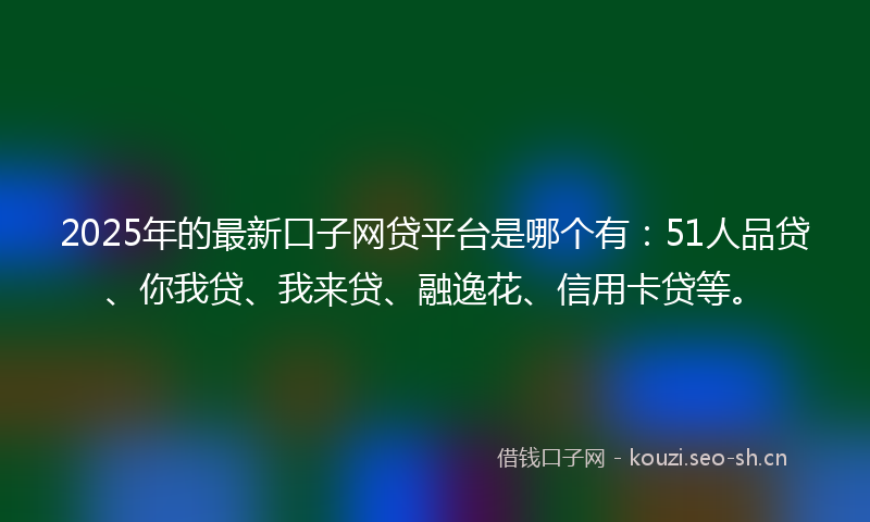 2025年的最新口子网贷平台是哪个有：51人品贷、你我贷、我来贷、融逸花、信用卡贷等。