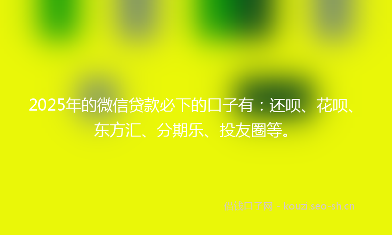 2025年的微信贷款必下的口子有：还呗、花呗、东方汇、分期乐、投友圈等。