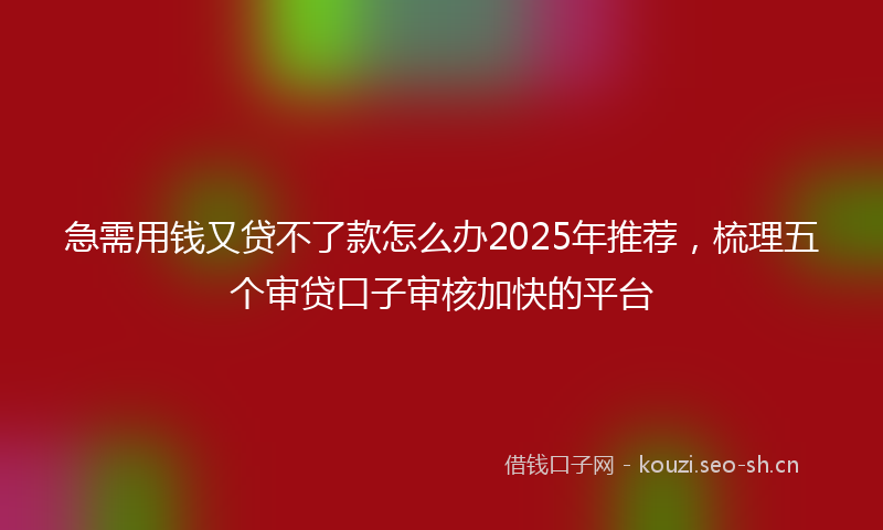 急需用钱又贷不了款怎么办2025年推荐，梳理五个审贷口子审核加快的平台