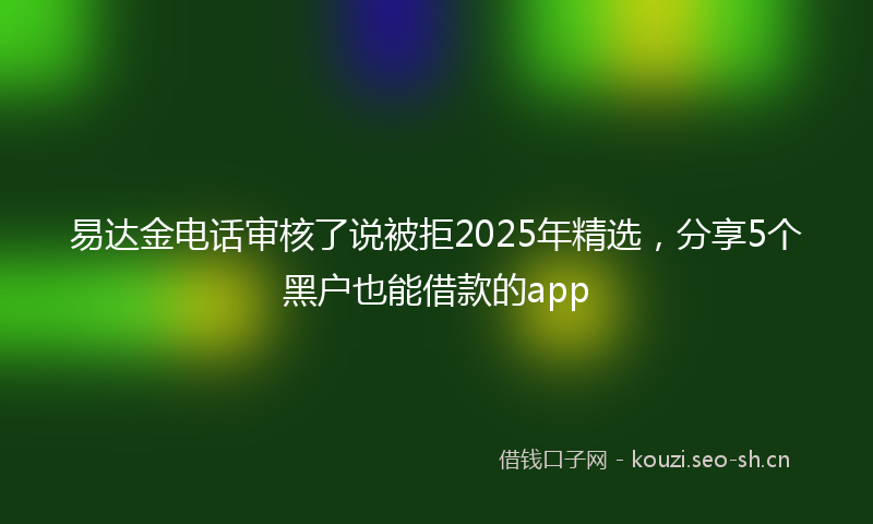 易达金电话审核了说被拒2025年精选，分享5个黑户也能借款的app