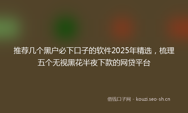 推荐几个黑户必下口子的软件2025年精选，梳理五个无视黑花半夜下款的网贷平台