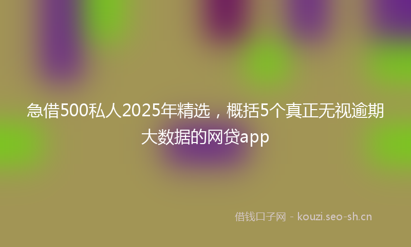 急借500私人2025年精选，概括5个真正无视逾期大数据的网贷app