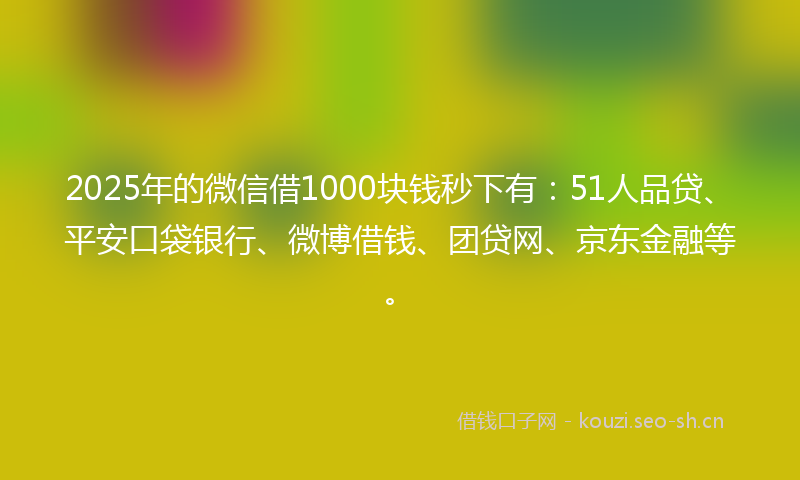 2025年的微信借1000块钱秒下有：51人品贷、平安口袋银行、微博借钱、团贷网、京东金融等。