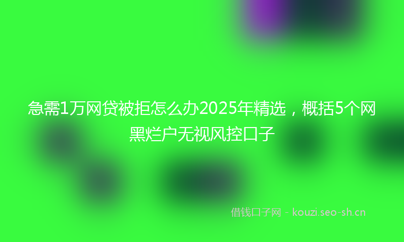 急需1万网贷被拒怎么办2025年精选，概括5个网黑烂户无视风控口子