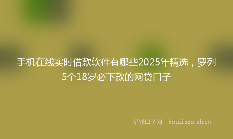 手机在线实时借款软件有哪些2025年精选，罗列5个18岁必下款的网贷口子