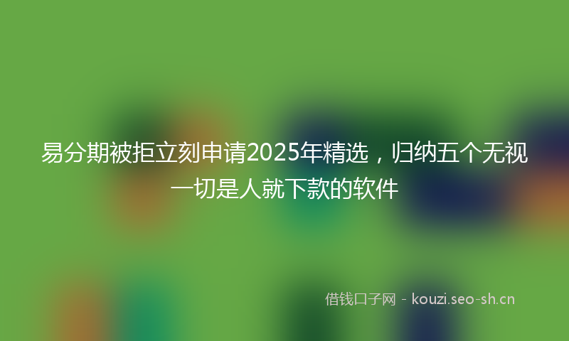 易分期被拒立刻申请2025年精选，归纳五个无视一切是人就下款的软件