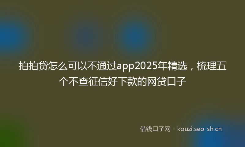拍拍贷怎么可以不通过app2025年精选，梳理五个不查征信好下款的网贷口子
