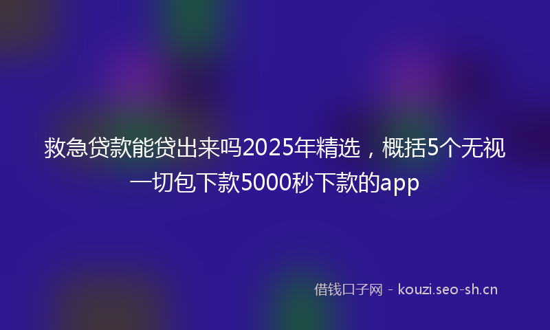 救急贷款能贷出来吗2025年精选，概括5个无视一切包下款5000秒下款的app