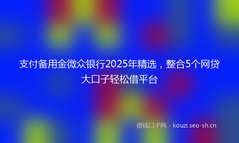 支付备用金微众银行2025年精选，整合5个网贷大口子轻松借平台