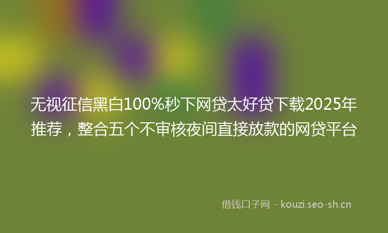 无视征信黑白100%秒下网贷太好贷下载2025年推荐，整合五个不审核夜间直接放款的网贷平台