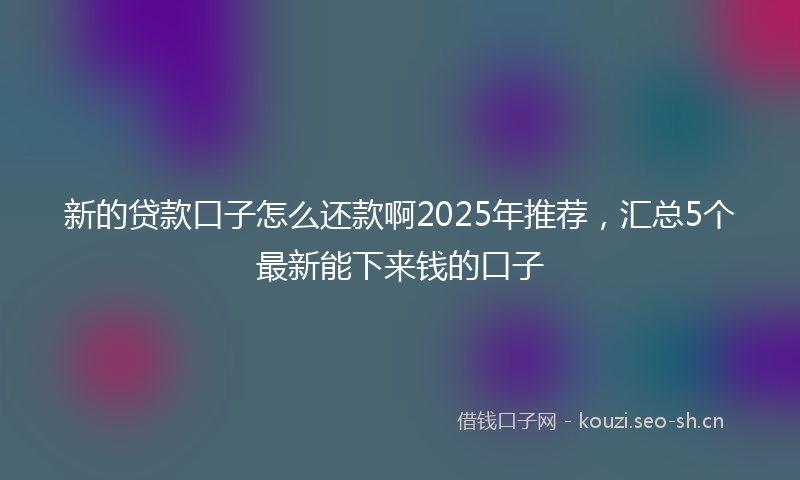 新的贷款口子怎么还款啊2025年推荐，汇总5个最新能下来钱的口子