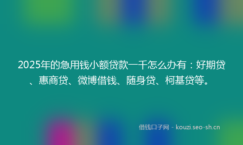 2025年的急用钱小额贷款一千怎么办有：好期贷、惠商贷、微博借钱、随身贷、柯基贷等。