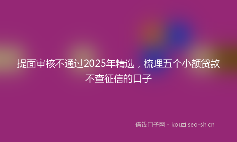 提面审核不通过2025年精选，梳理五个小额贷款不查征信的口子