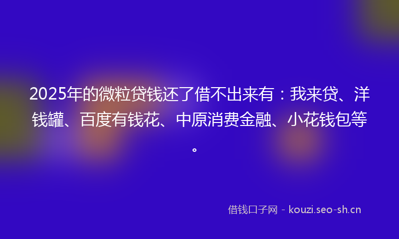 2025年的微粒贷钱还了借不出来有：我来贷、洋钱罐、百度有钱花、中原消费金融、小花钱包等。
