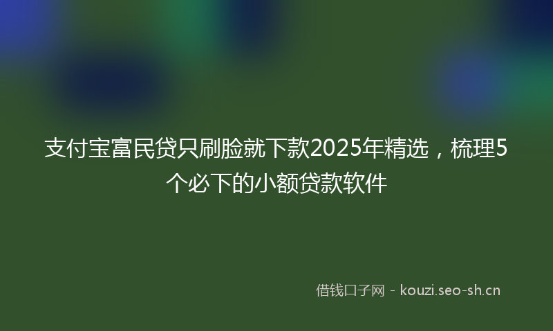 支付宝富民贷只刷脸就下款2025年精选，梳理5个必下的小额贷款软件