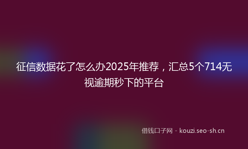 征信数据花了怎么办2025年推荐，汇总5个714无视逾期秒下的平台