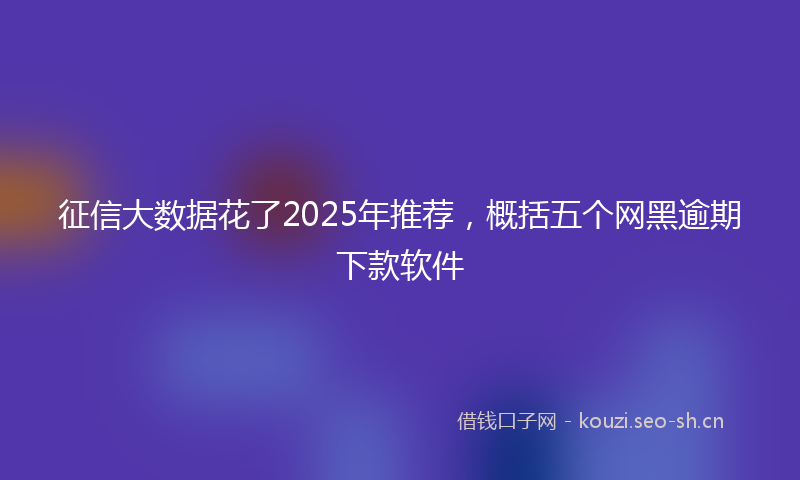 征信大数据花了2025年推荐，概括五个网黑逾期下款软件