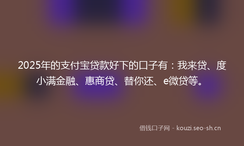 2025年的支付宝贷款好下的口子有：我来贷、度小满金融、惠商贷、替你还、e微贷等。