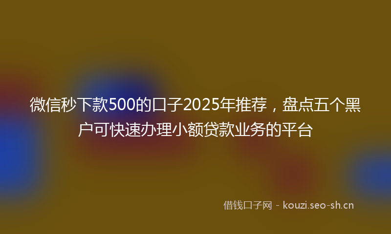 微信秒下款500的口子2025年推荐，盘点五个黑户可快速办理小额贷款业务的平台