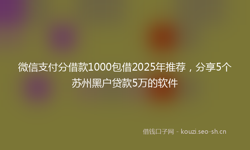 微信支付分借款1000包借2025年推荐,分享5个苏州黑户贷款5万的软件