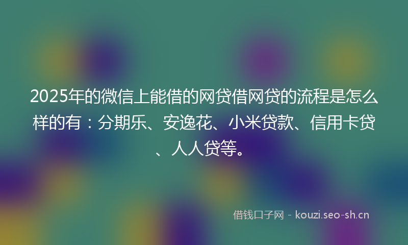 2025年的微信上能借的网贷借网贷的流程是怎么样的有：分期乐、安逸花、小米贷款、信用卡贷、人人贷等。