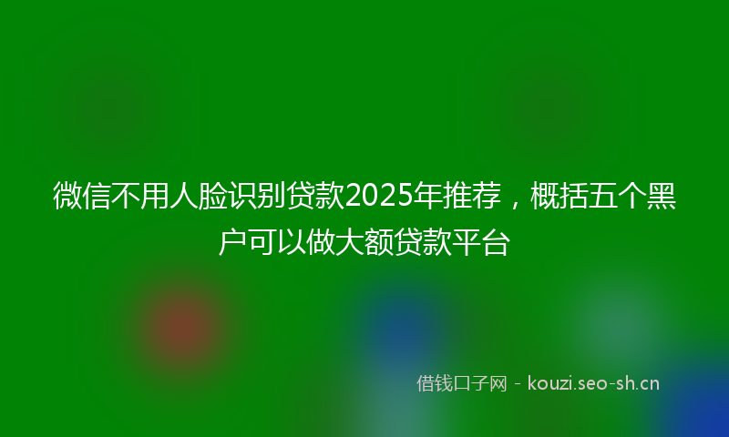 微信不用人脸识别贷款2025年推荐，概括五个黑户可以做大额贷款平台
