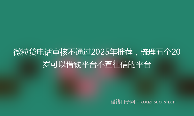 微粒贷电话审核不通过2025年推荐，梳理五个20岁可以借钱平台不查征信的平台