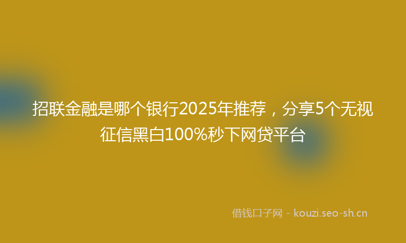 招联金融是哪个银行2025年推荐，分享5个无视征信黑白100%秒下网贷平台