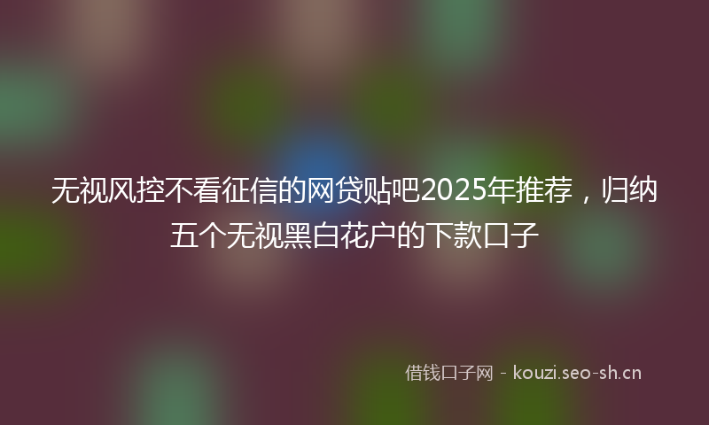 无视风控不看征信的网贷贴吧2025年推荐，归纳五个无视黑白花户的下款口子