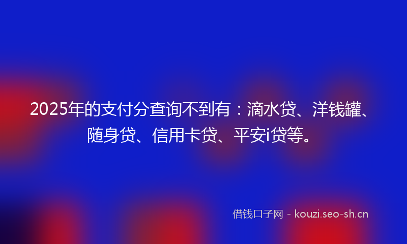 2025年的支付分查询不到有：滴水贷、洋钱罐、随身贷、信用卡贷、平安i贷等。