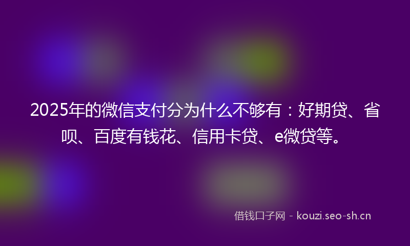 2025年的微信支付分为什么不够有：好期贷、省呗、百度有钱花、信用卡贷、e微贷等。