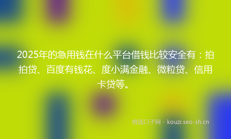 2025年的急用钱在什么平台借钱比较安全有：拍拍贷、百度有钱花、度小满金融、微粒贷、信用卡贷等。