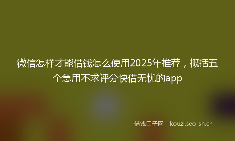 微信怎样才能借钱怎么使用2025年推荐，概括五个急用不求评分快借无忧的app