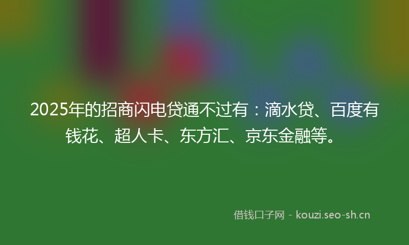 2025年的招商闪电贷通不过有：滴水贷、百度有钱花、超人卡、东方汇、京东金融等。