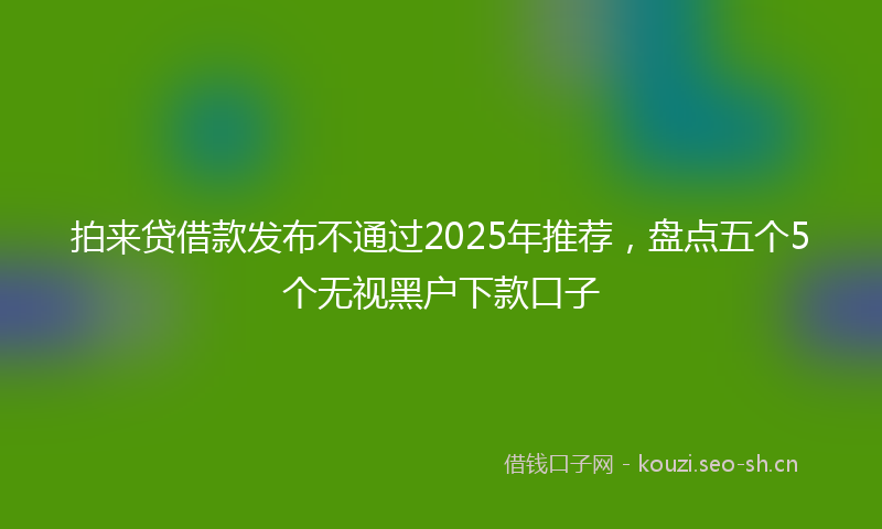 拍来贷借款发布不通过2025年推荐,盘点五个5个无视黑户下款口子