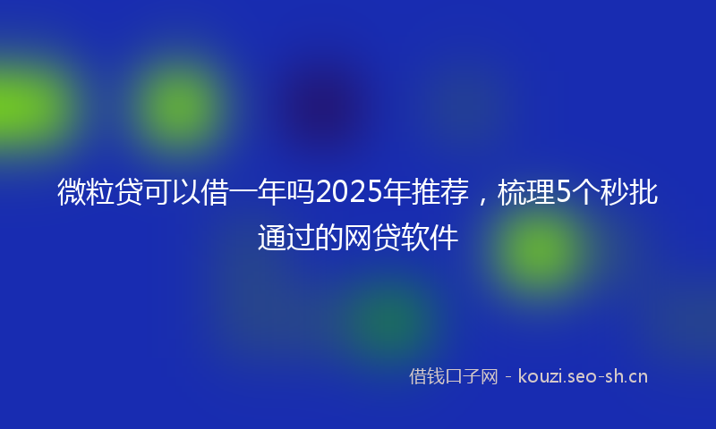 微粒贷可以借一年吗2025年推荐,梳理5个秒批通过的网贷软件