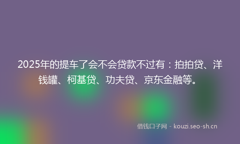 2025年的提车了会不会贷款不过有：拍拍贷、洋钱罐、柯基贷、功夫贷、京东金融等。