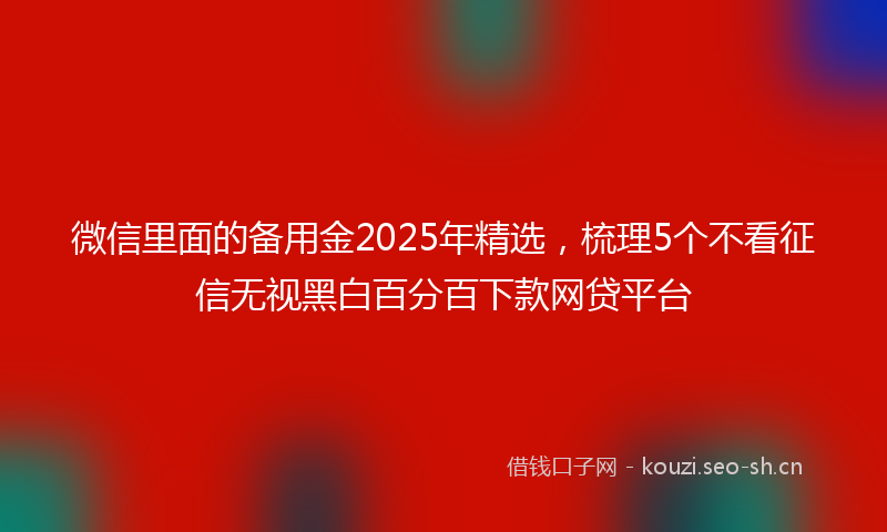 微信里面的备用金2025年精选，梳理5个不看征信无视黑白百分百下款网贷平台