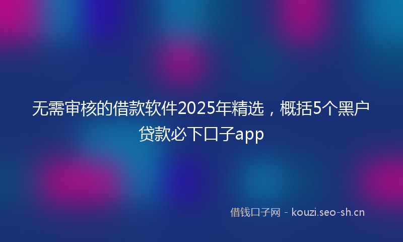 无需审核的借款软件2025年精选，概括5个黑户贷款必下口子app